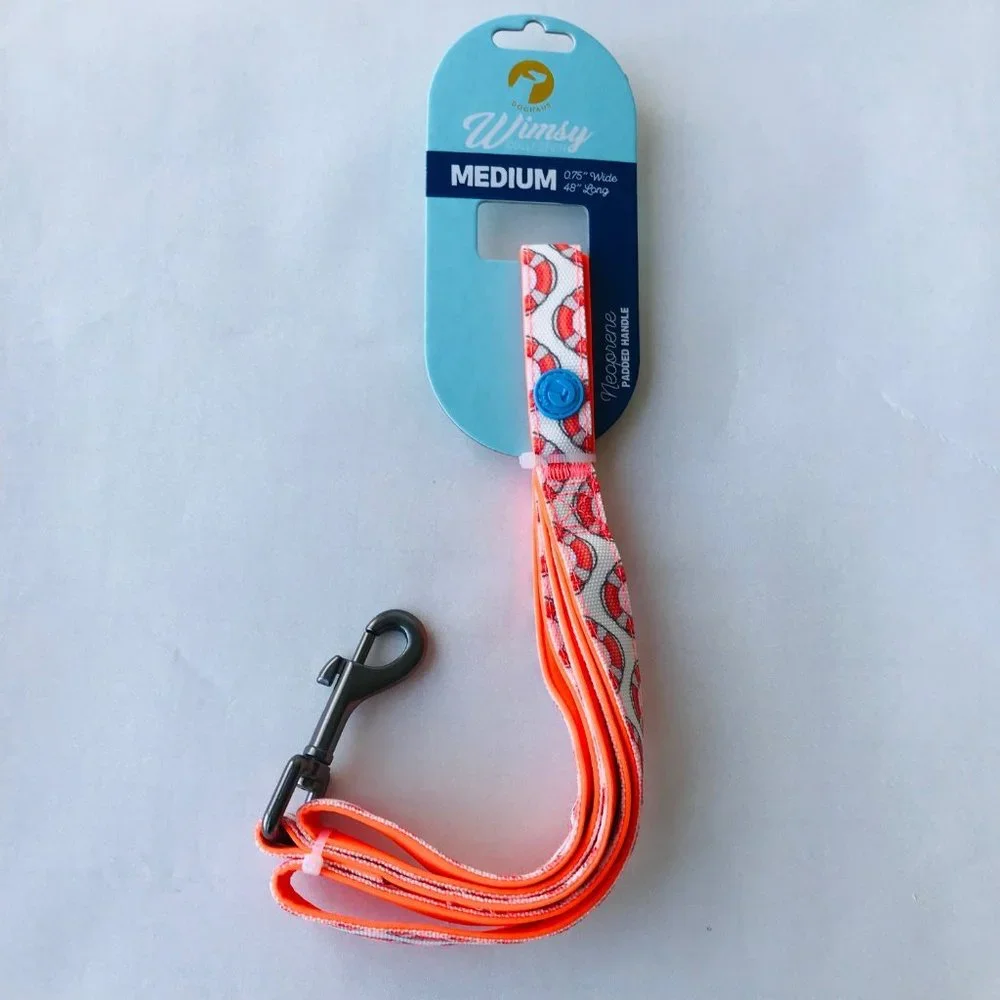 Whimsy DogHAUS Leash Padded Handle  Orange/White   Size: M : 48